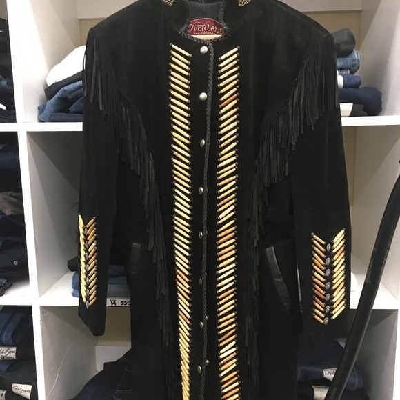 Overland rare suede coat with bone beading. - Picture 2 of 10